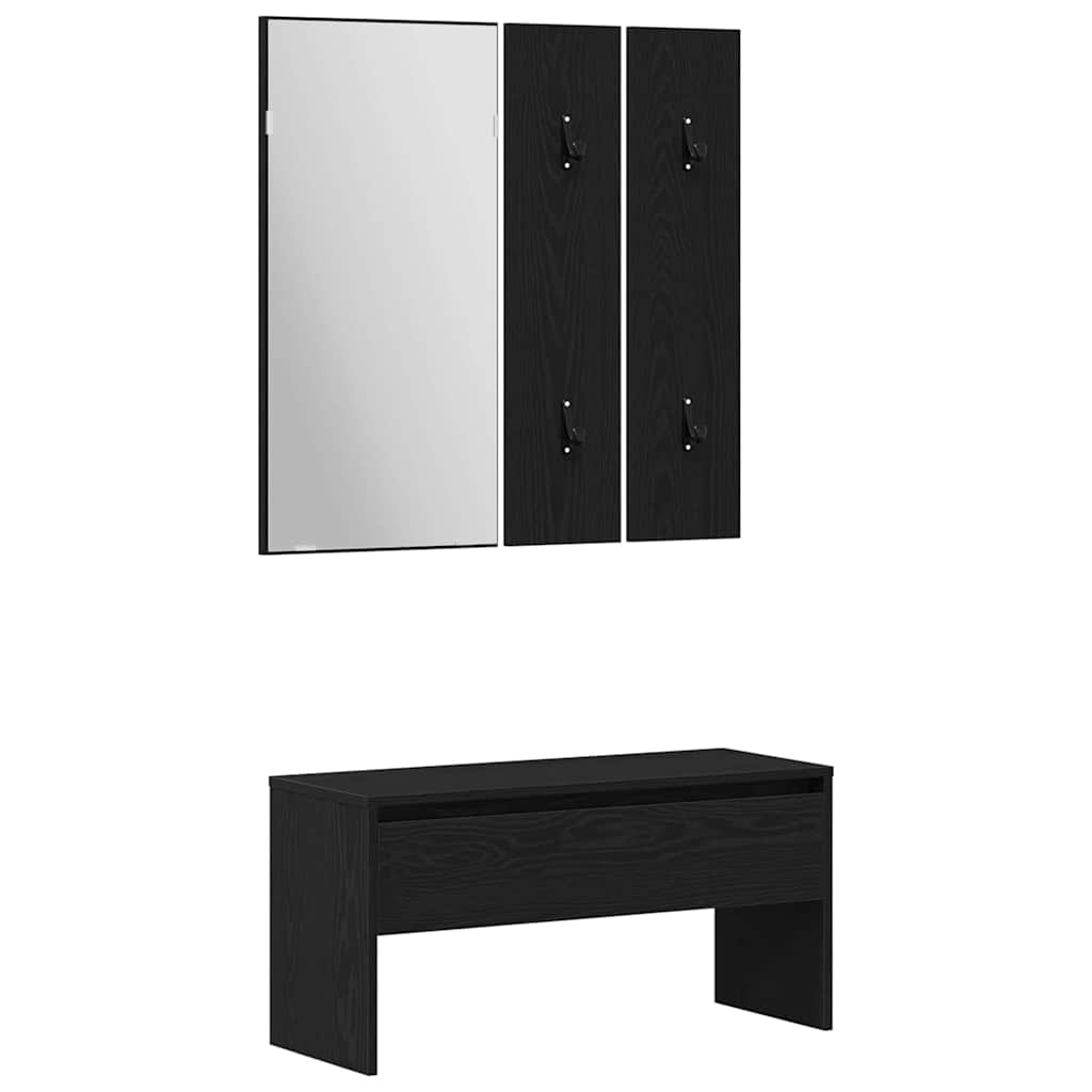Set mobili da ingresso con specchio 5 pcs Legno multistrato