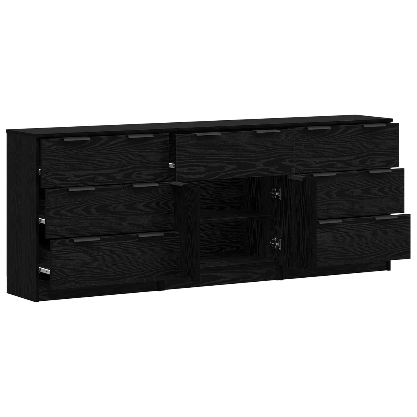 Credenza 3 pcs Rovere Nero 181 x 30 x 70 cm Legno multistrato