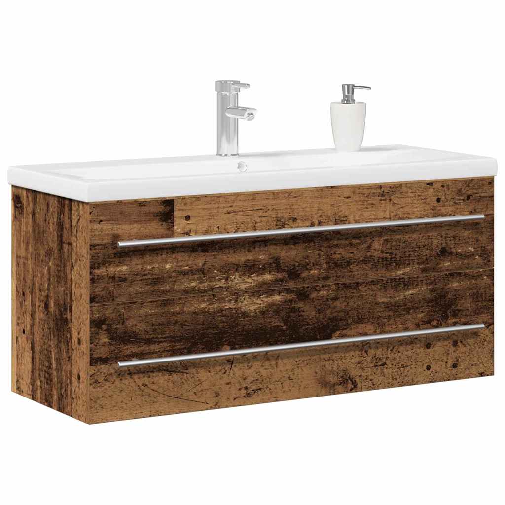 Armadio per Lavabo da Bagno con cassetto 2 pcs Legno vecchio