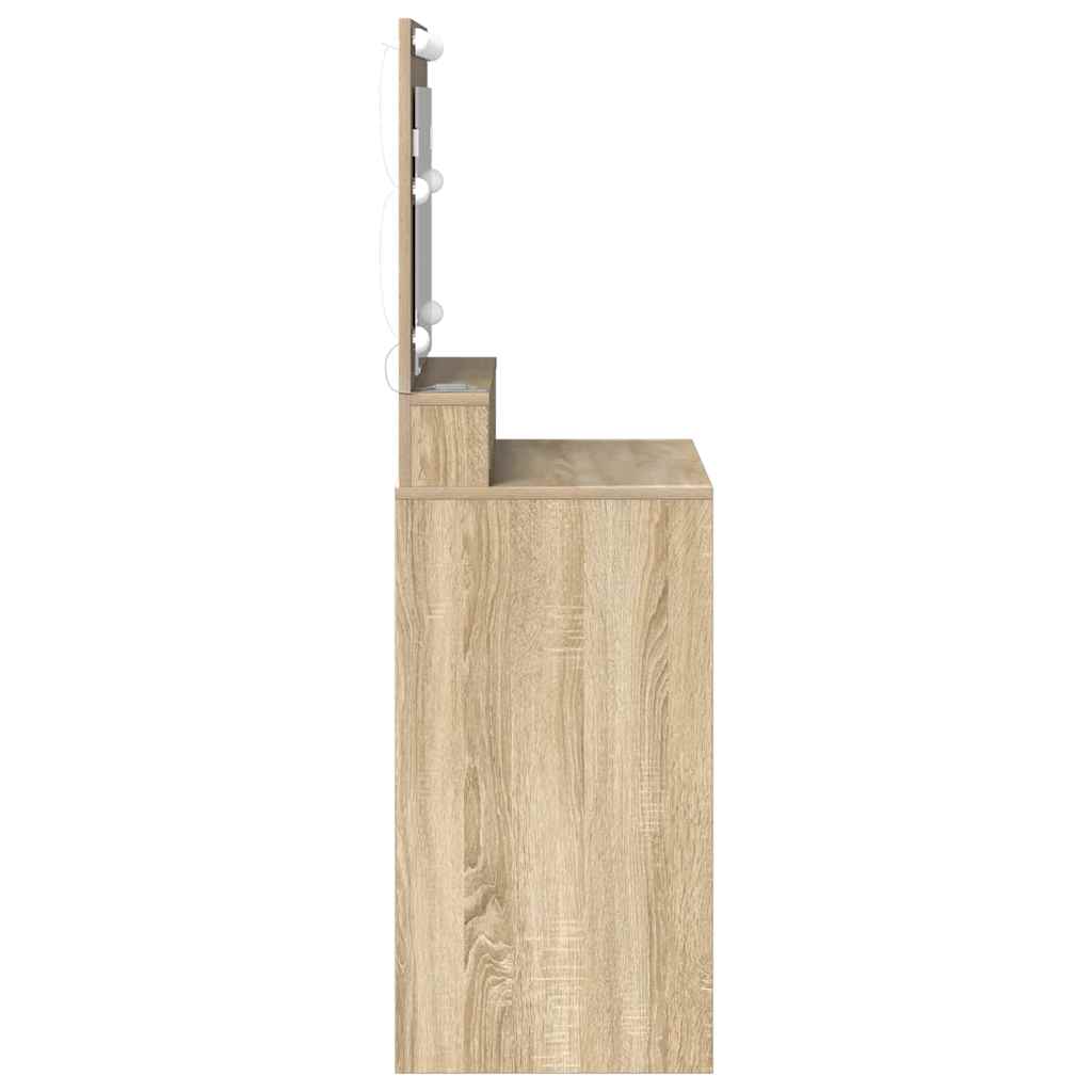 Tavolo da Trucco con specchio Rovere Sonoma 75,5 x 41 x 135 cm