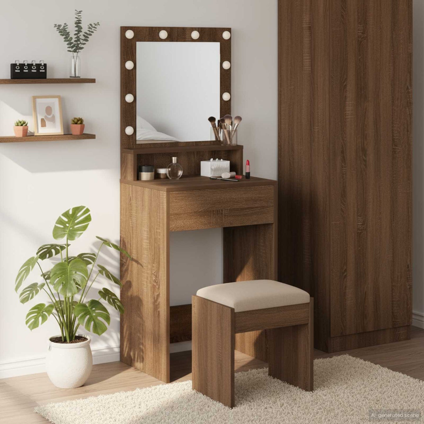 Tavolo da Trucco con specchio Rovere Marrone 50 x 41 x 135 cm
