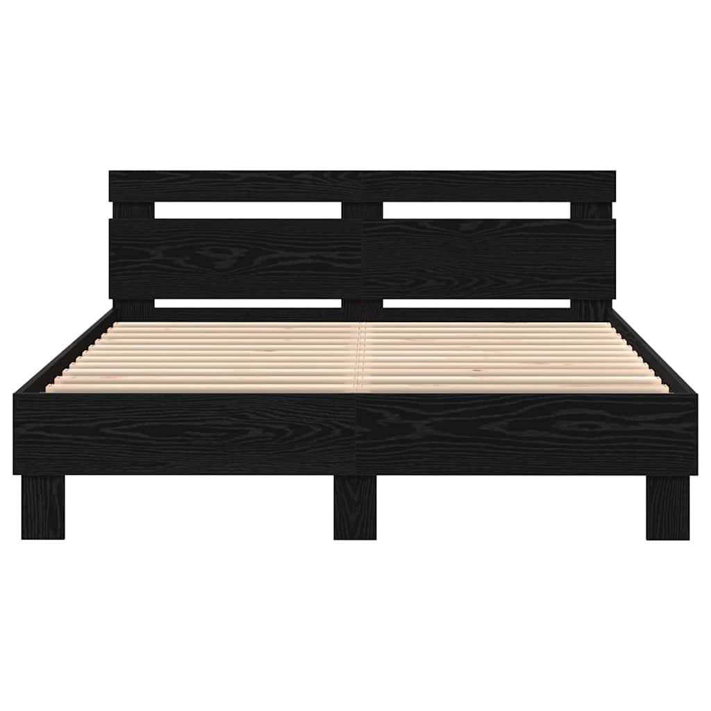 Struttura del letto Rovere Nero 150 x 200 cm Legno multistrato