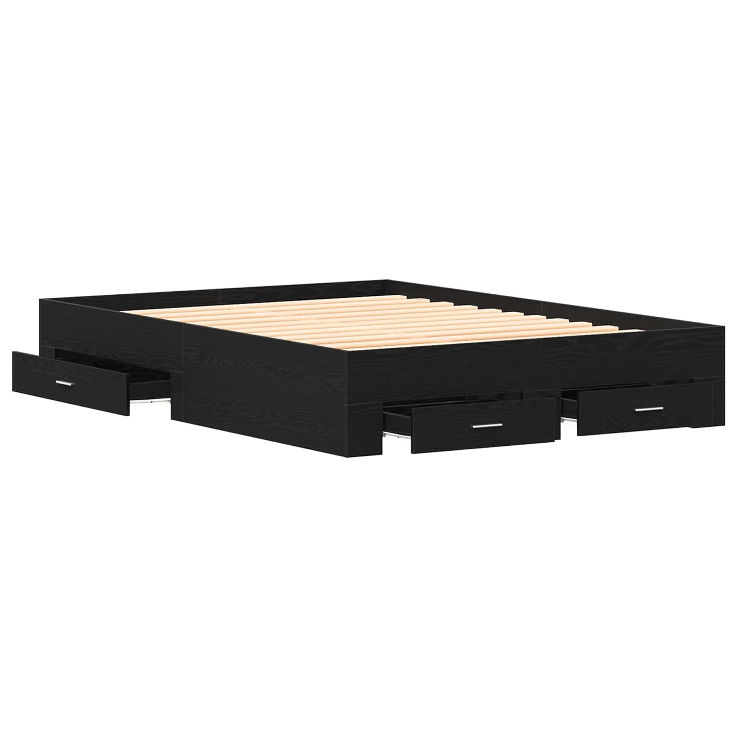 Struttura del letto Rovere Nero 140 x 200 cm Legno multistrato
