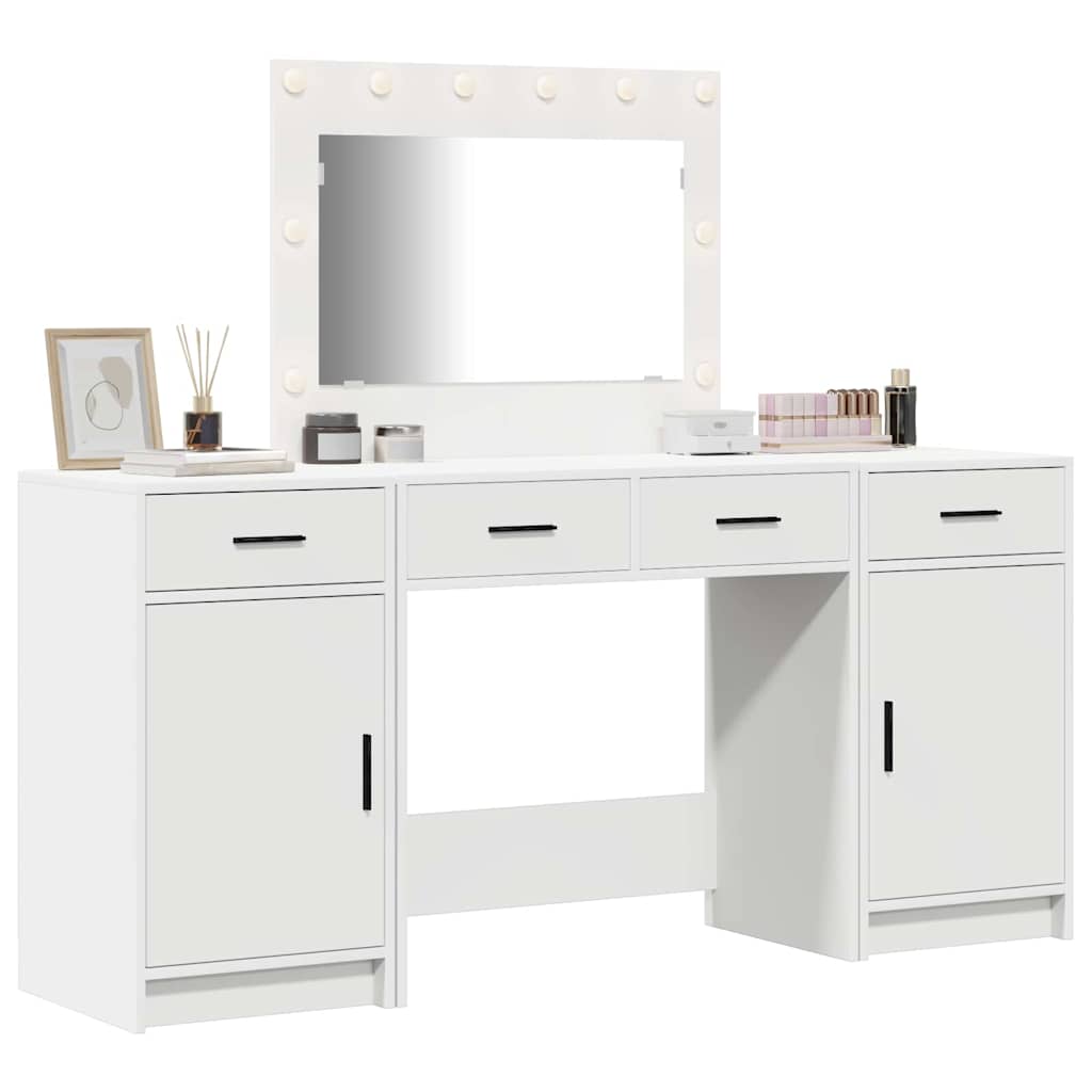 Tavolo da Trucco con cassetto 3 pcs Bianco Legno multistrato
