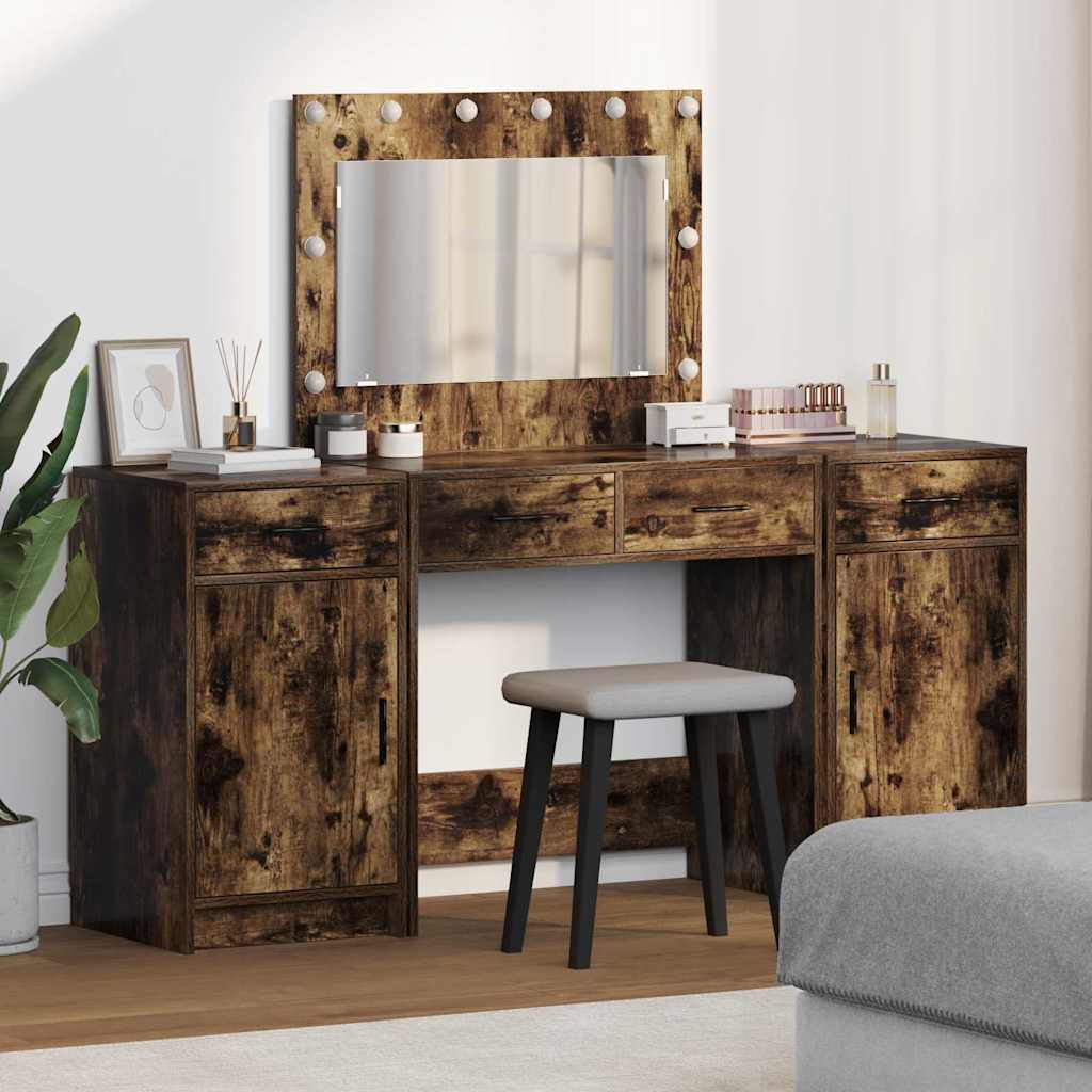 Tavolo da Trucco con cassetto 3 pcs Marrone Legno multistrato
