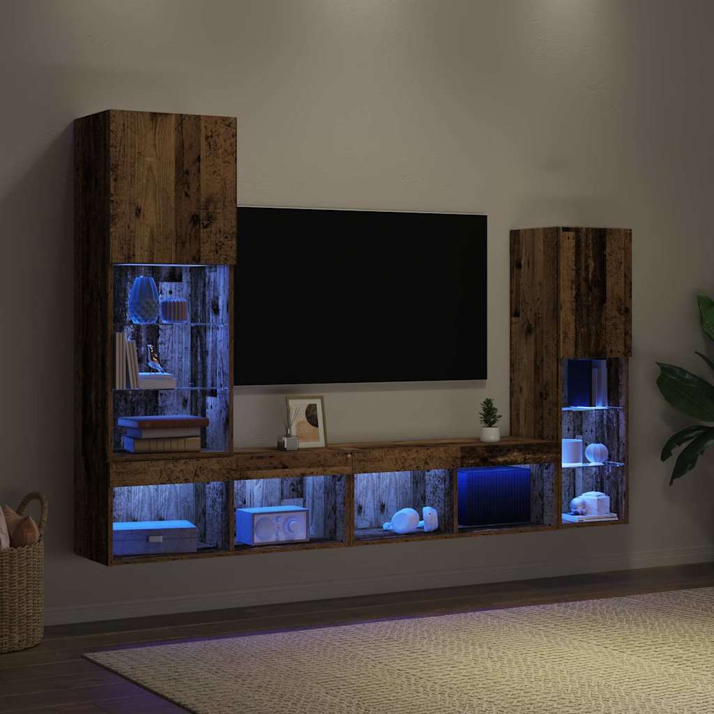 Mobile TV 4 pcs Legno vecchio Legno multistrato