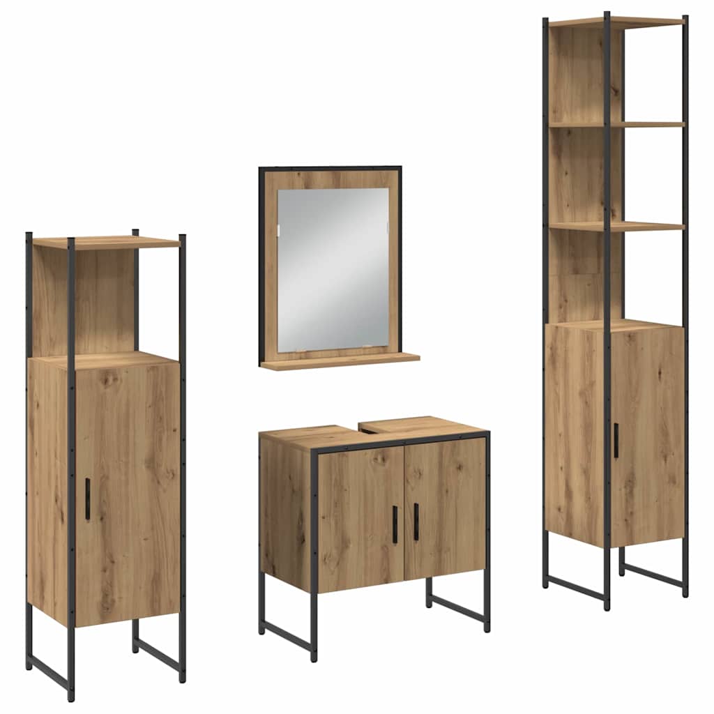 Set di mobili per il bagno 4 pcs Marrone 33 x 33 x 185.5 cm