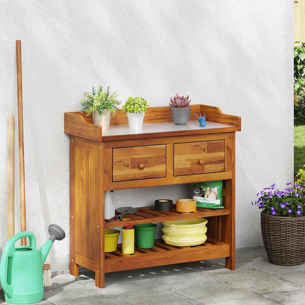 Mobiletto da Giardino con cassetto Naturale 78 x 36,5 x 78cm