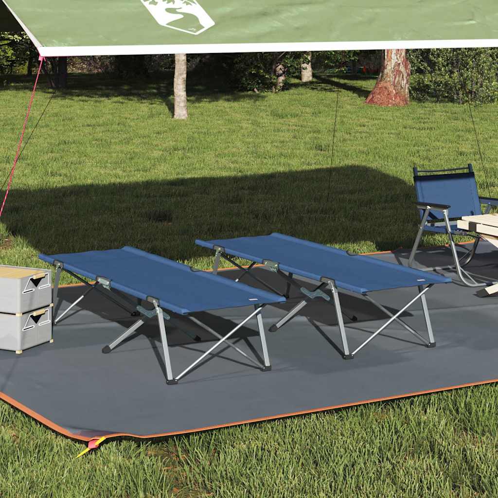 Letto da campeggio pieghevole 2 pcs Blu 194 x 62,5 x 42,5 cm