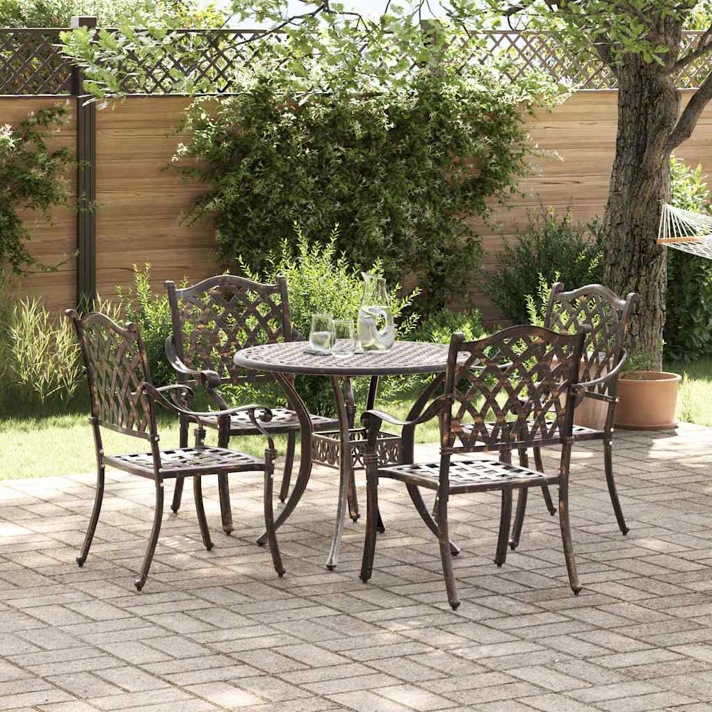 Set da Pranzo per Giardino 5 pcs Bronzo Alluminio