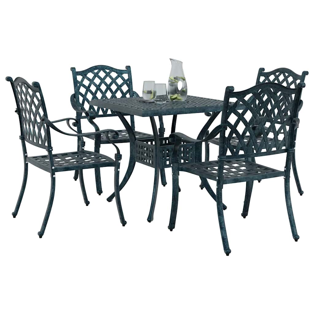 Set di Tavolo da Giardino 5 pcs Verde Alluminio pressofuso