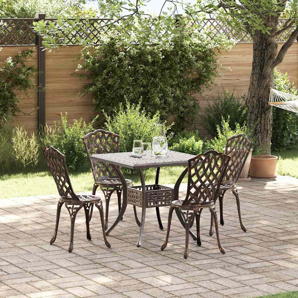 Set di Tavolo da Giardino 5 pcs Bronzo Alluminio pressofuso