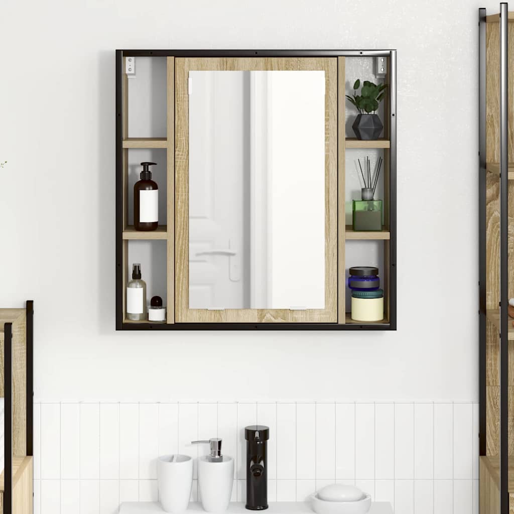 Mobiletto per specchio con porta Rovere Sonoma 60 x 16 x 60 cm