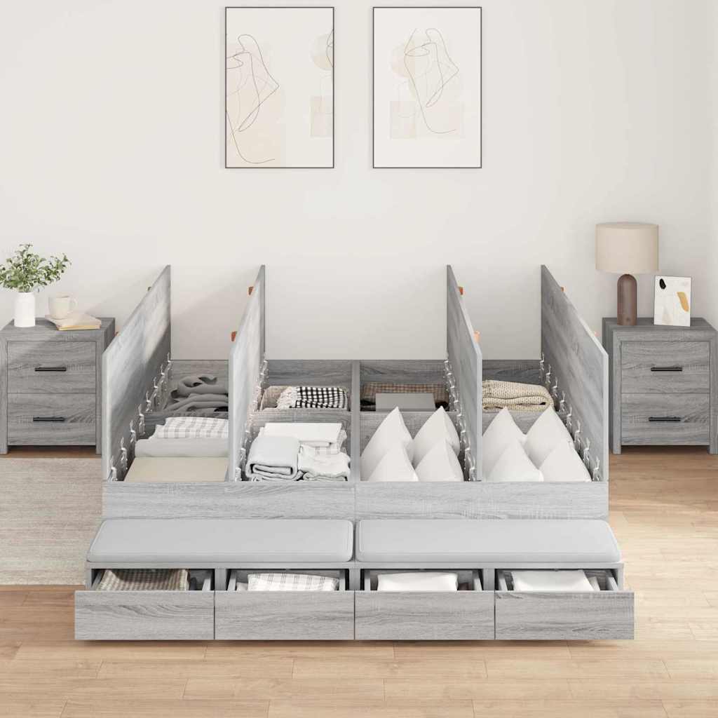 Struttura letto con contenitore Grigio Sonoma 140 cm
