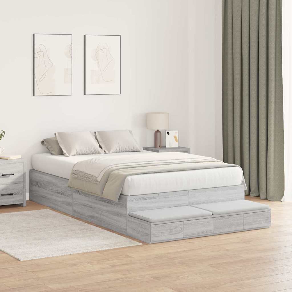Struttura letto con contenitore Grigio Sonoma 120 cm