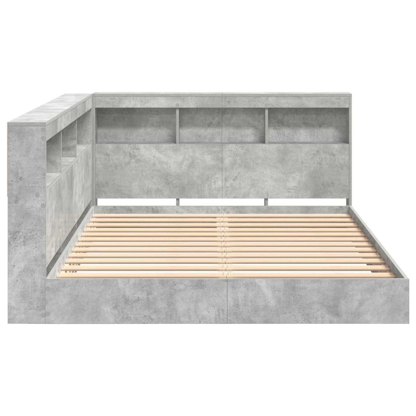 Letto Libreria Grigio cemento 140 x 200 cm Legno multistrato