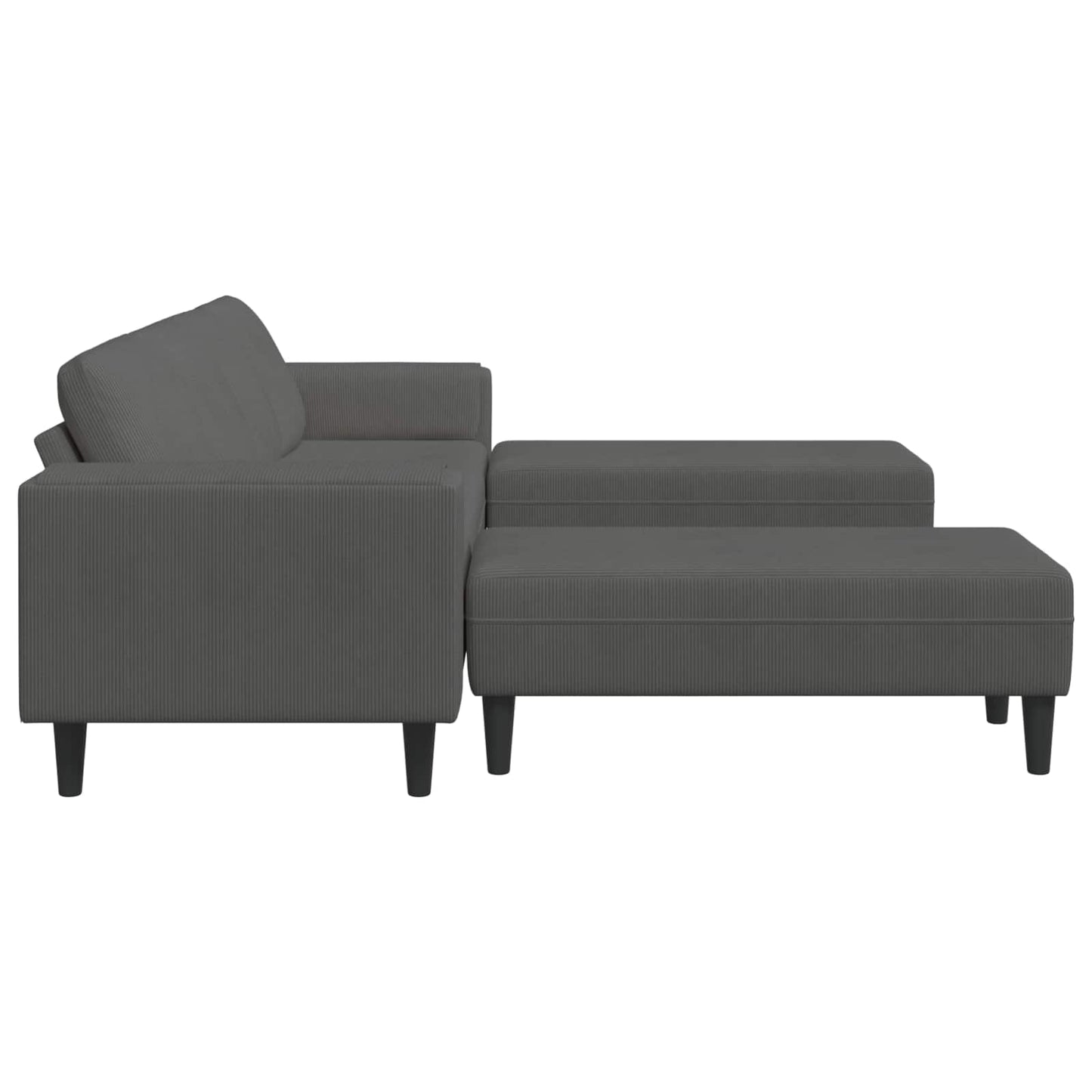 Divano Grigio scuro 250 x 188 x 76 cm Tessuto in Cords