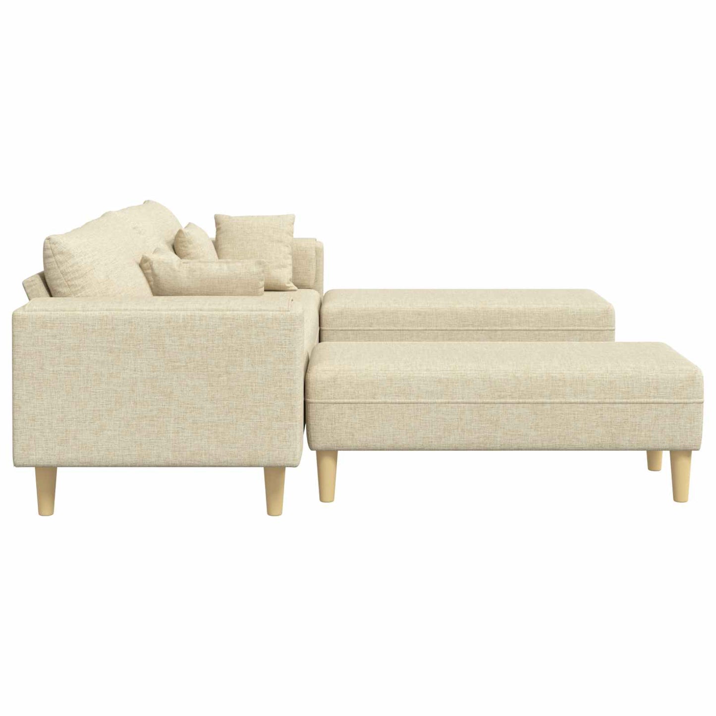 Divano con cuscino 3 pcs Crema Tessuto