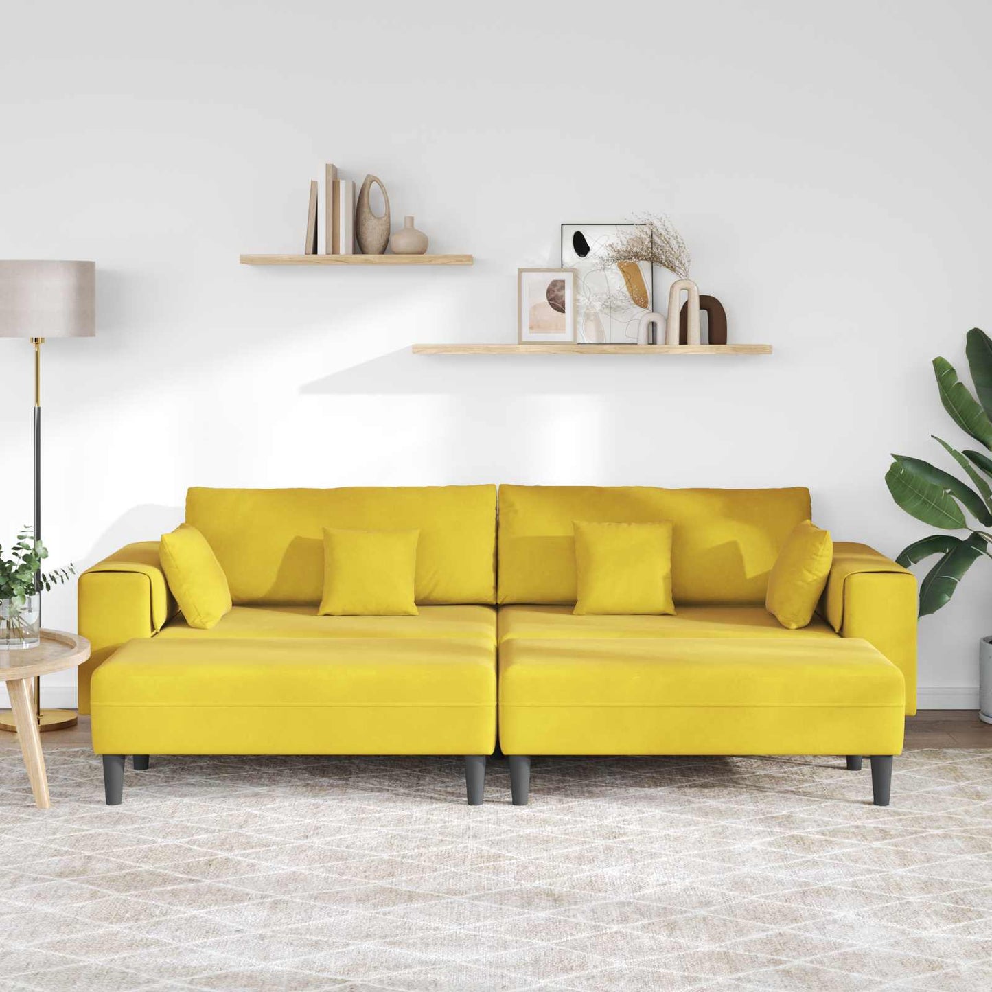 Divano con cuscino 3 pcs Giallo Velluto