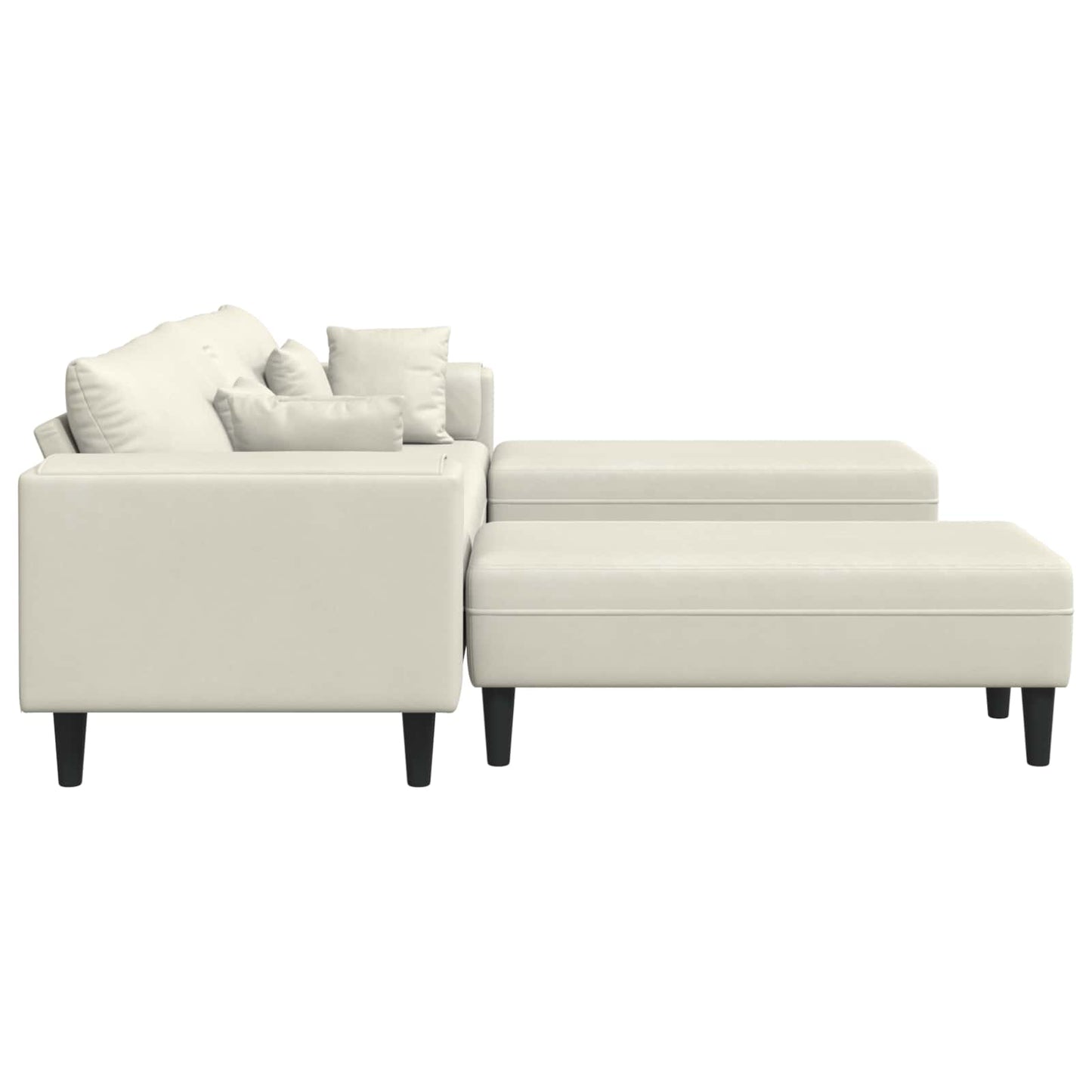 Divano con cuscino 3 pcs Crema Velluto