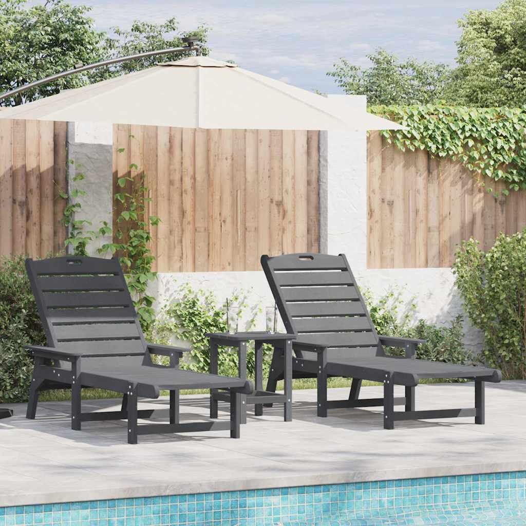Lettino da sole 3 pcs Grigio chiaro Polietilene
