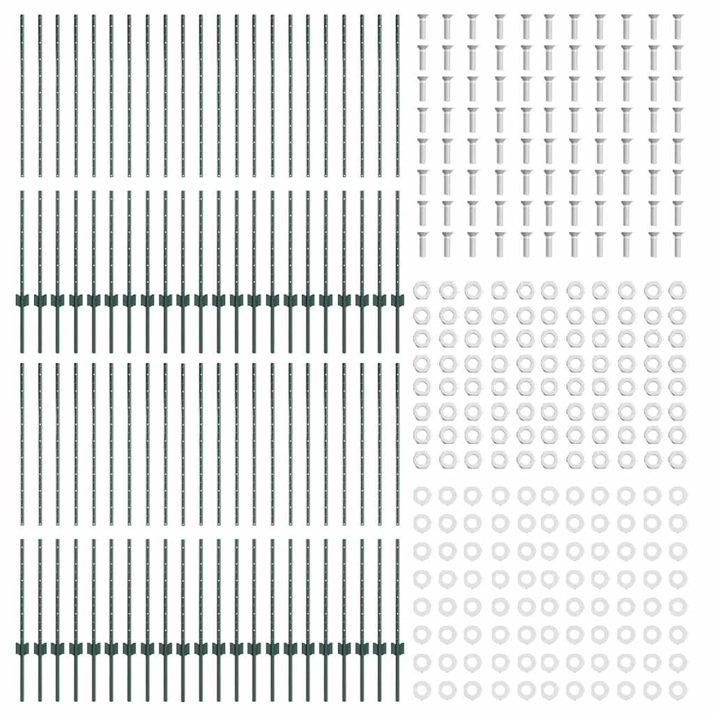 Palo della recinzione 44 pcs Verde 180 cm Acciaio