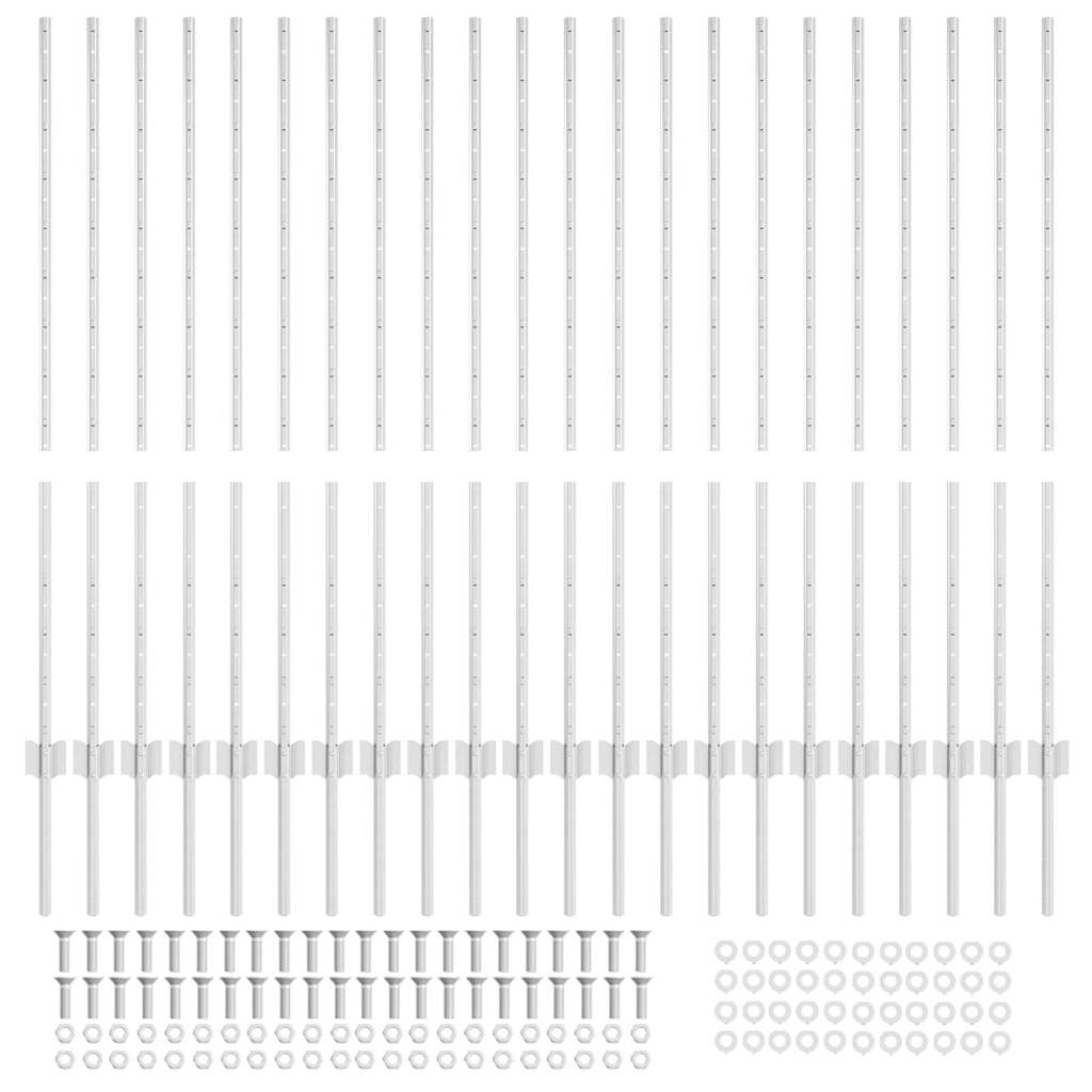 Palo della recinzione 22 pcs Argento 160 cm Acciaio