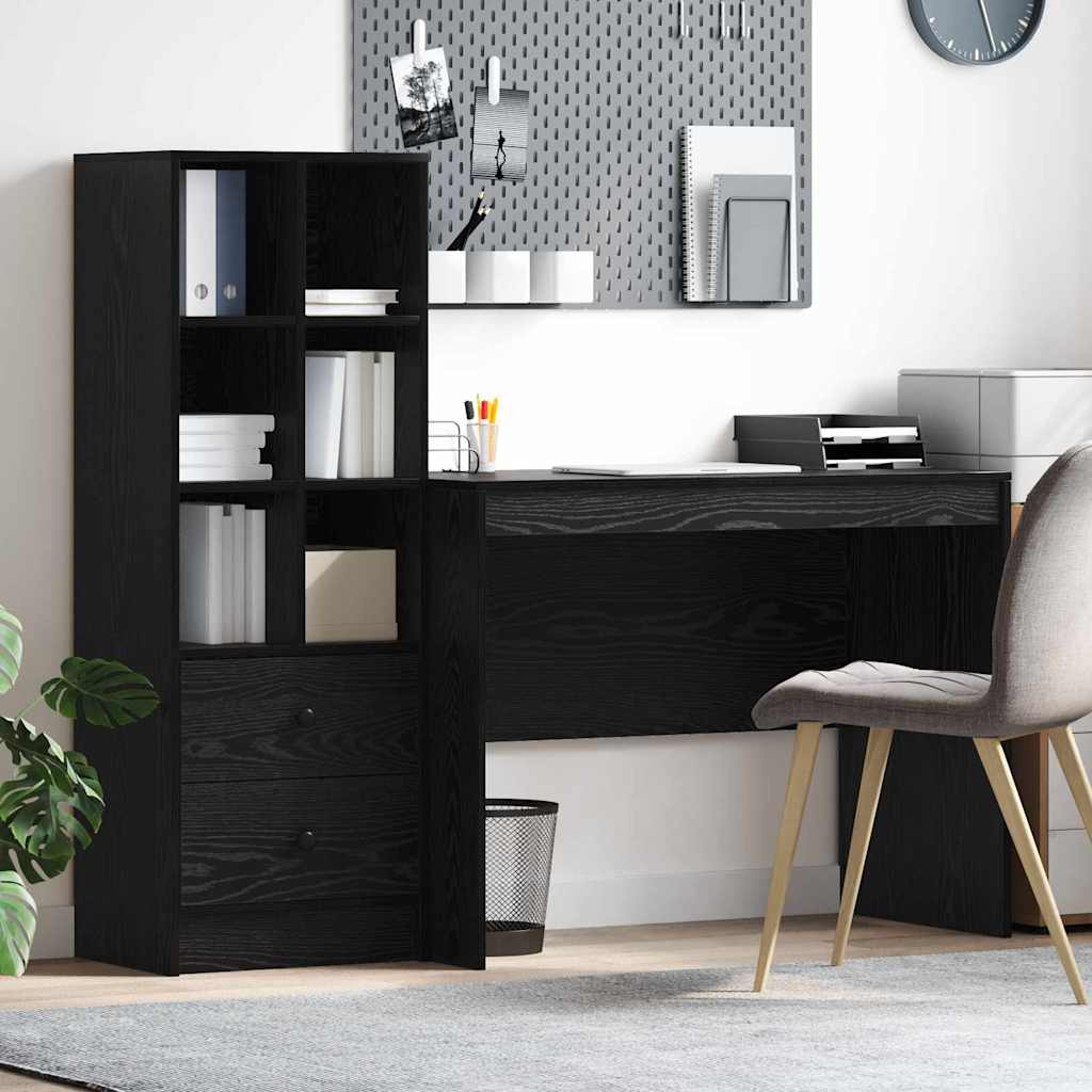 Scrivania con cassetto 2 pcs Rovere Nero