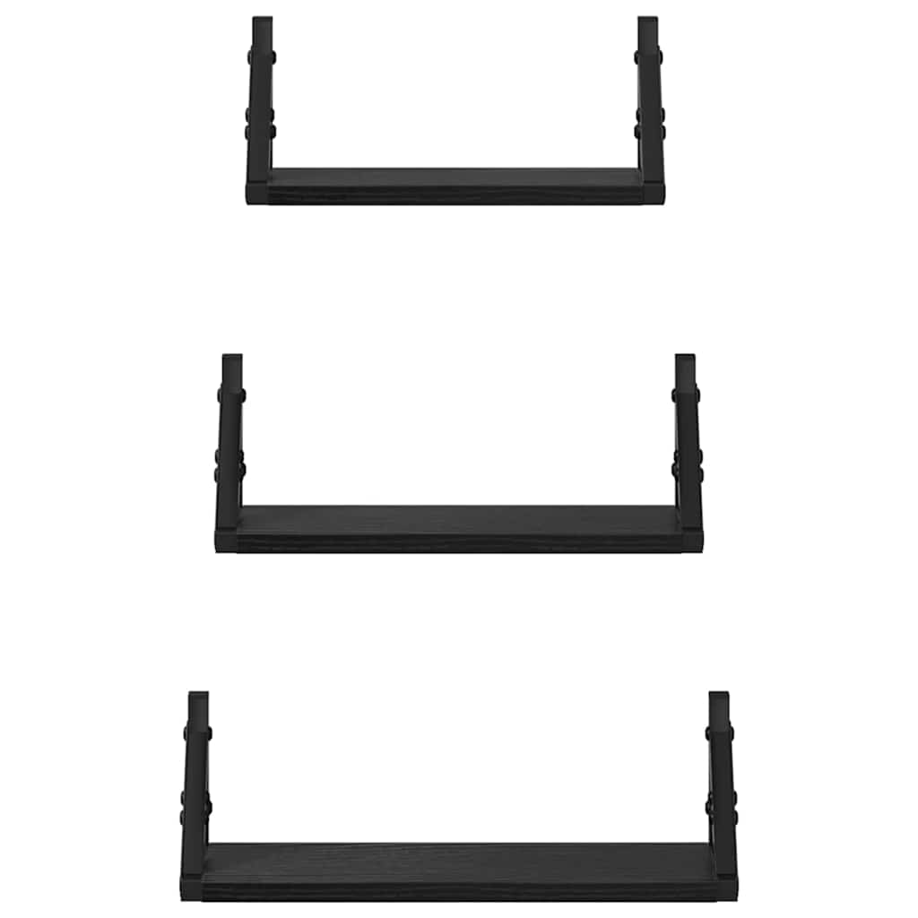 Scaffale da parete Montaggio a parete 3 pcs Rovere Nero