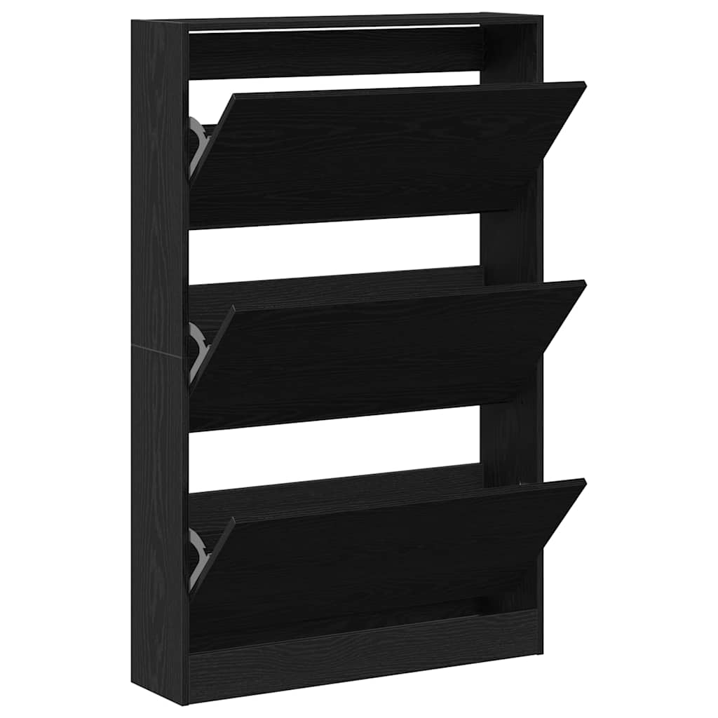 Mobile per scarpe con porta Rovere Nero 80 x 21 x 125,5 cm