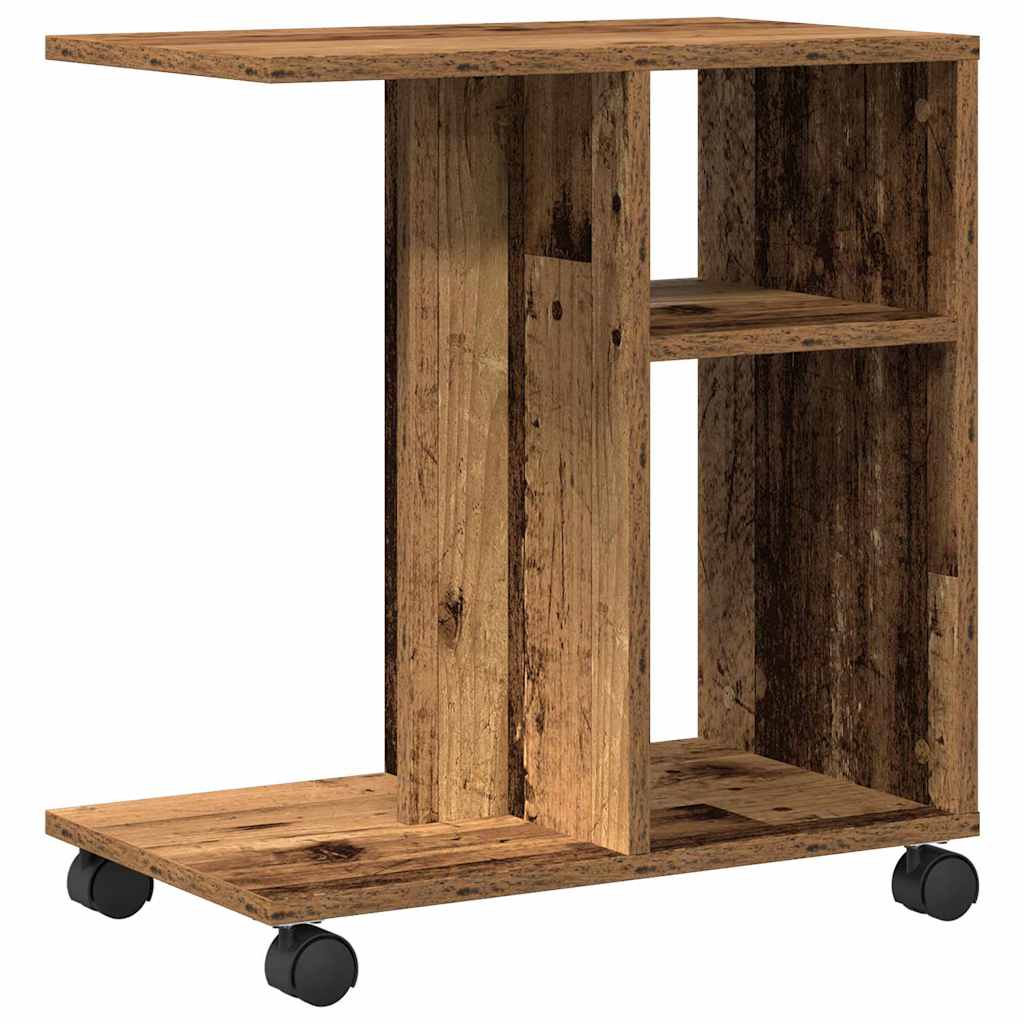 Tavolo da Finestra con ruota Legno vecchio 50 x 30 x 55 cm