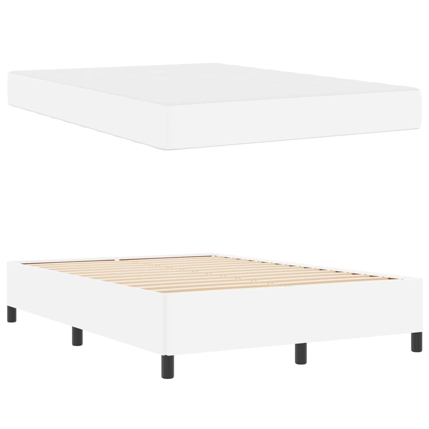 Struttura del letto con materasso Bianco 140 x 190 cm Tessuto
