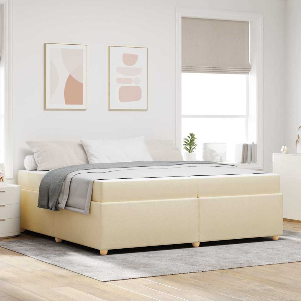 Struttura del letto con materasso Crema 200 x 200 cm Tessuto