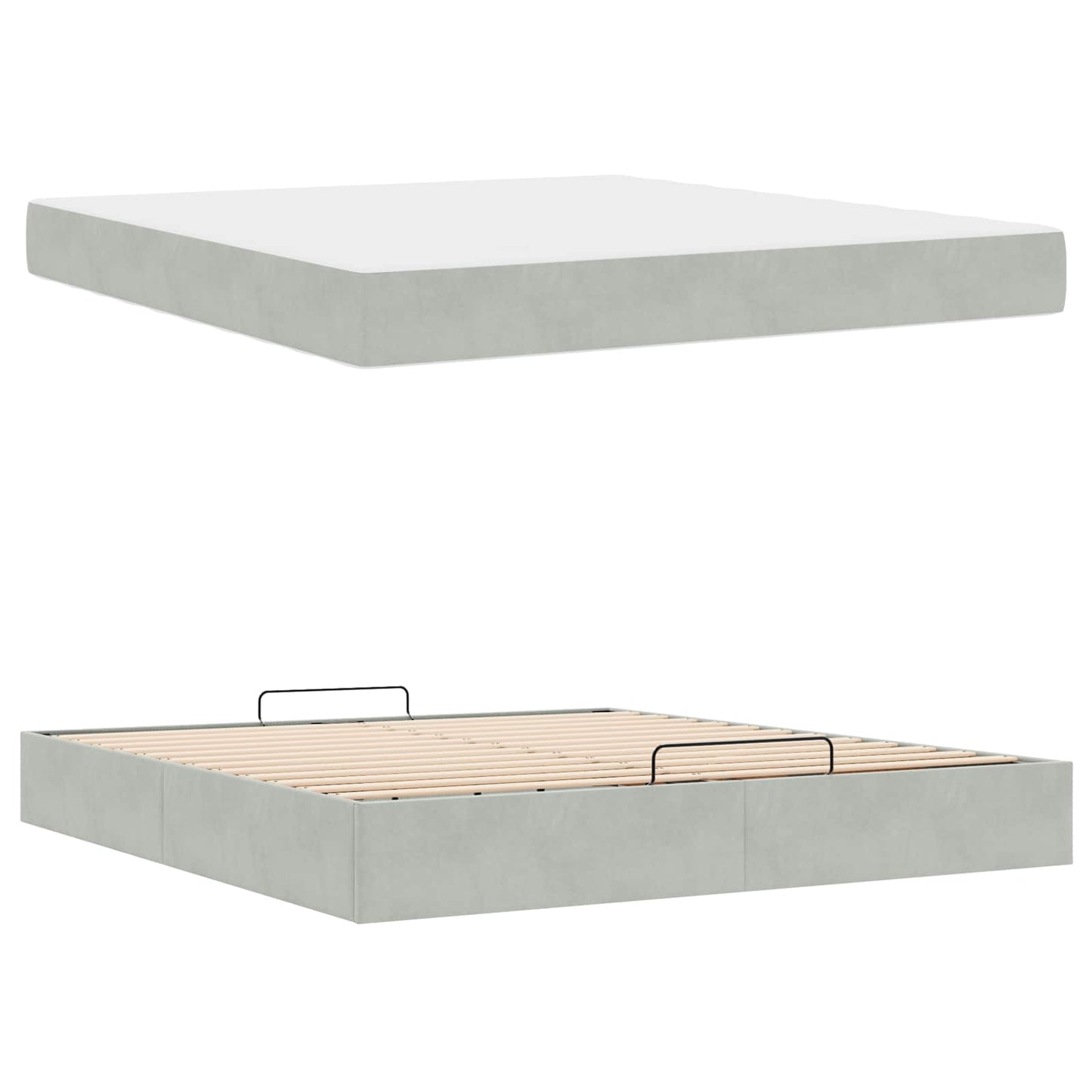 Struttura letto con materasso 2 pcs Grigio chiaro Velluto