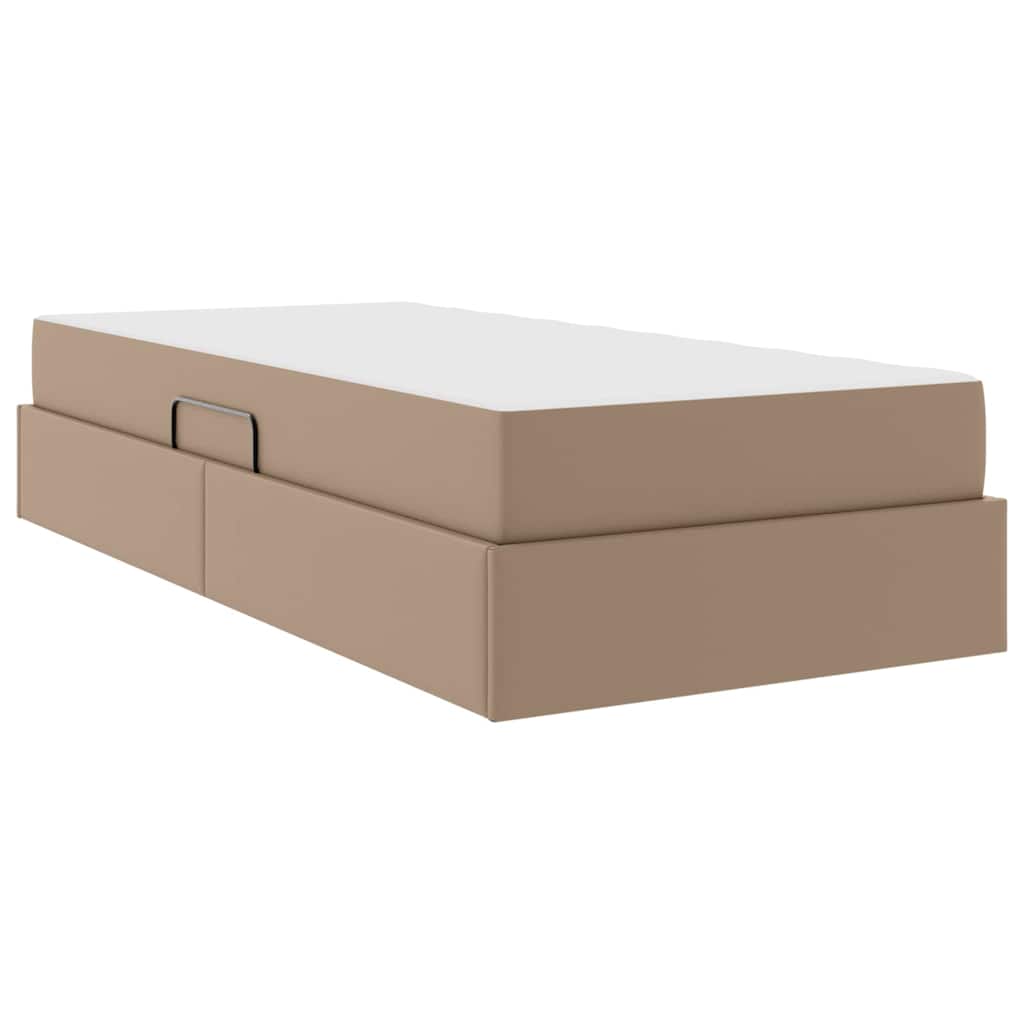 Letto con contenitore e materasso 2 pcs Cappuccino Pelle