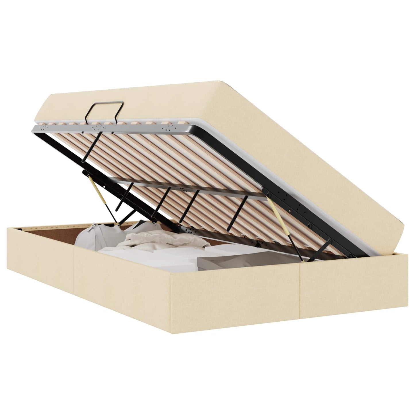 Letto con contenitore e materasso Crema 120 x 200 cm Poliestere