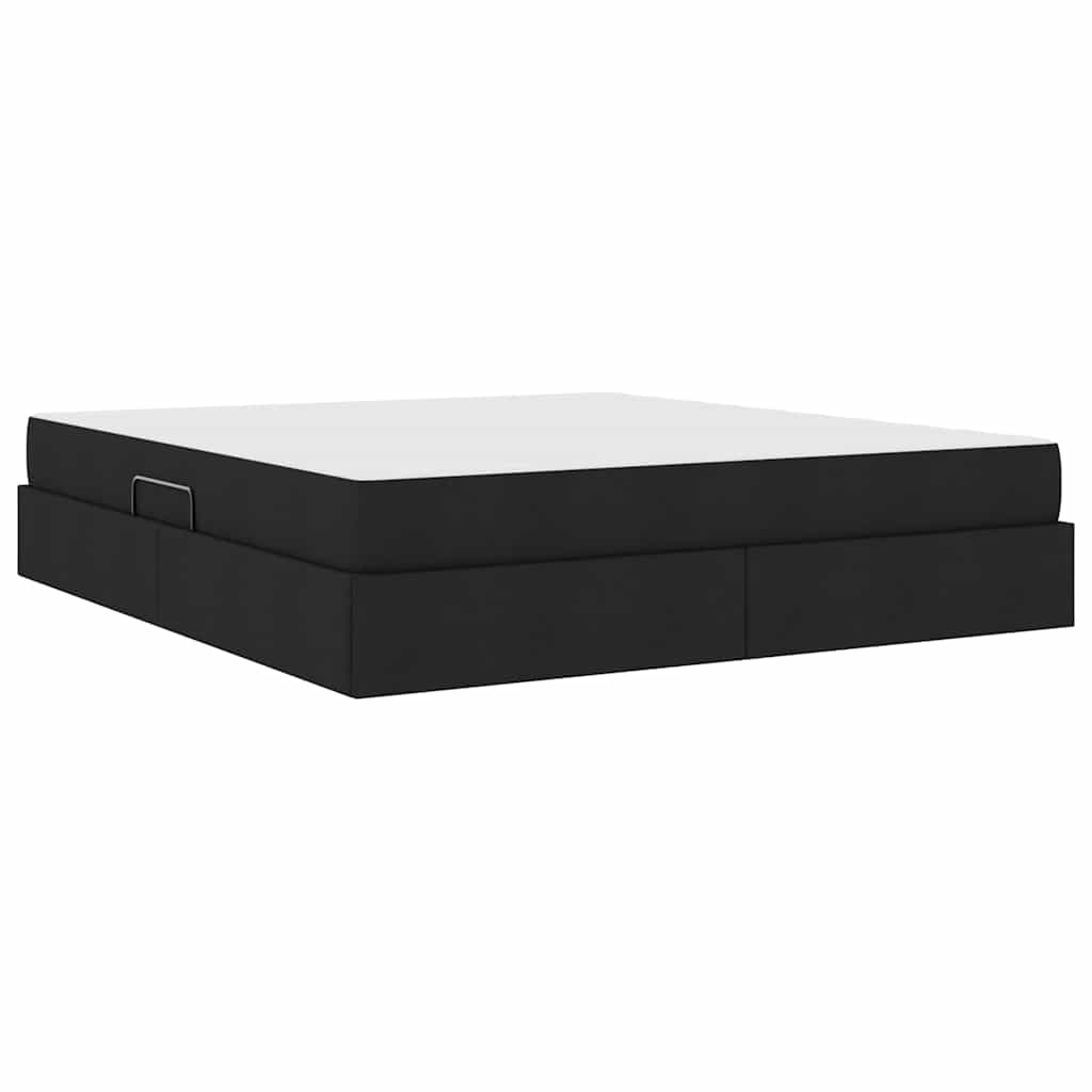 Letto con contenitore e materasso Nero 160 x 200 cm Poliestere