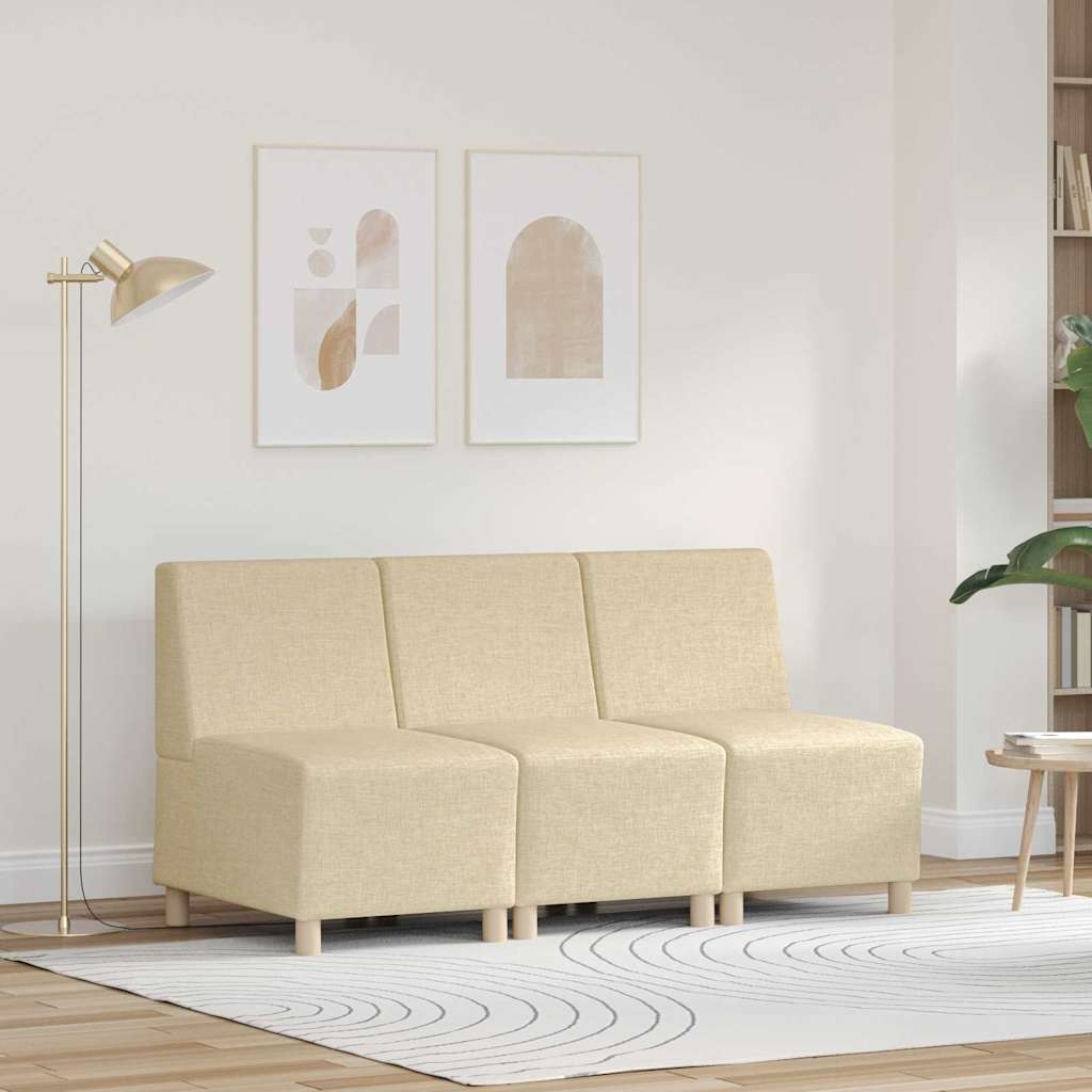 Unità di Divano Modulare Senza Braccioli 3 pcs Crema