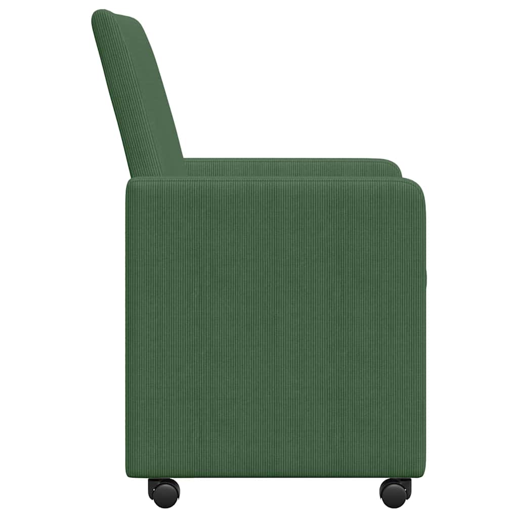 Sedie da Pranzo con Ruote 2 pcs Grigio verde 57 x 66 x 94 cm