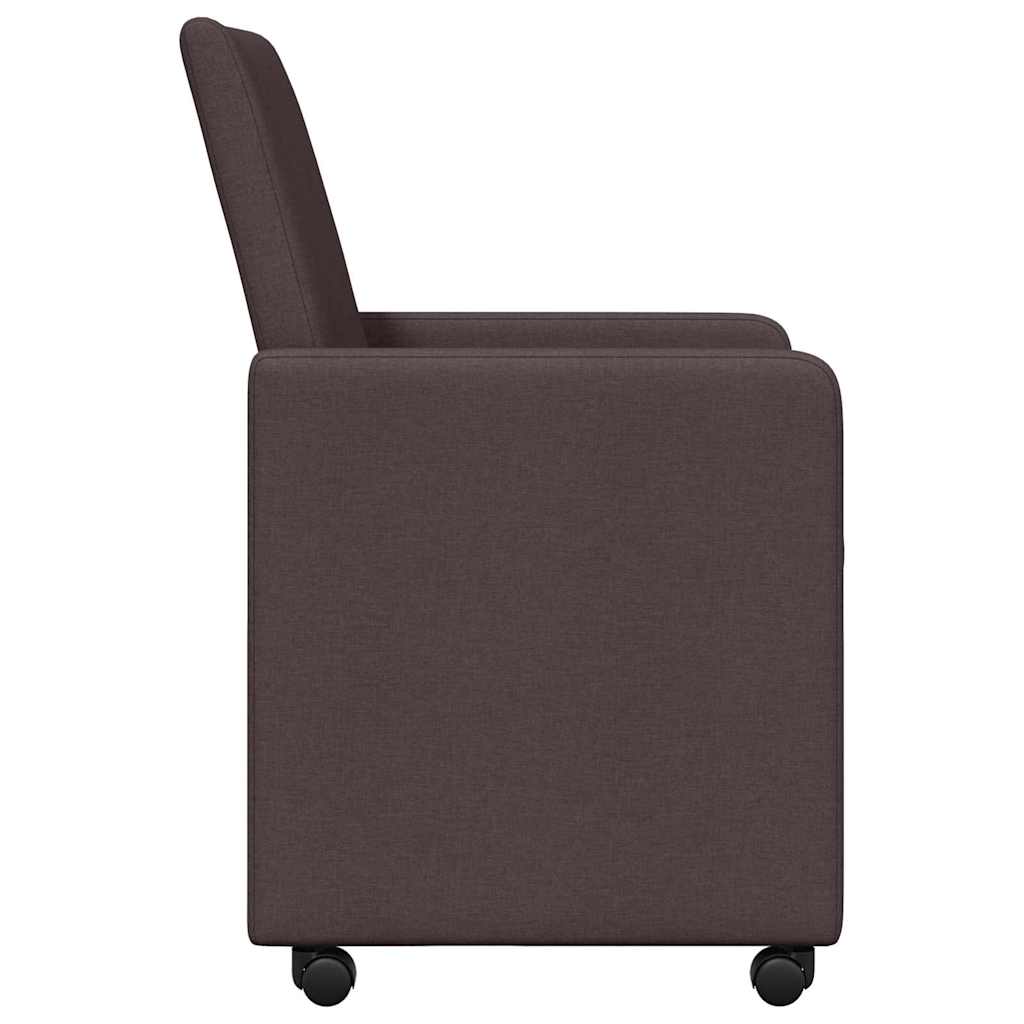 Sedie da Pranzo con Ruote 2 pcs Marrone Scuro 57 x 66 x 94 cm