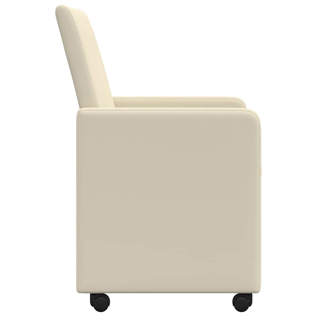 Sedie da Pranzo con Ruote con ruote 2 pcs Crema 57 x 66 x 94 cm