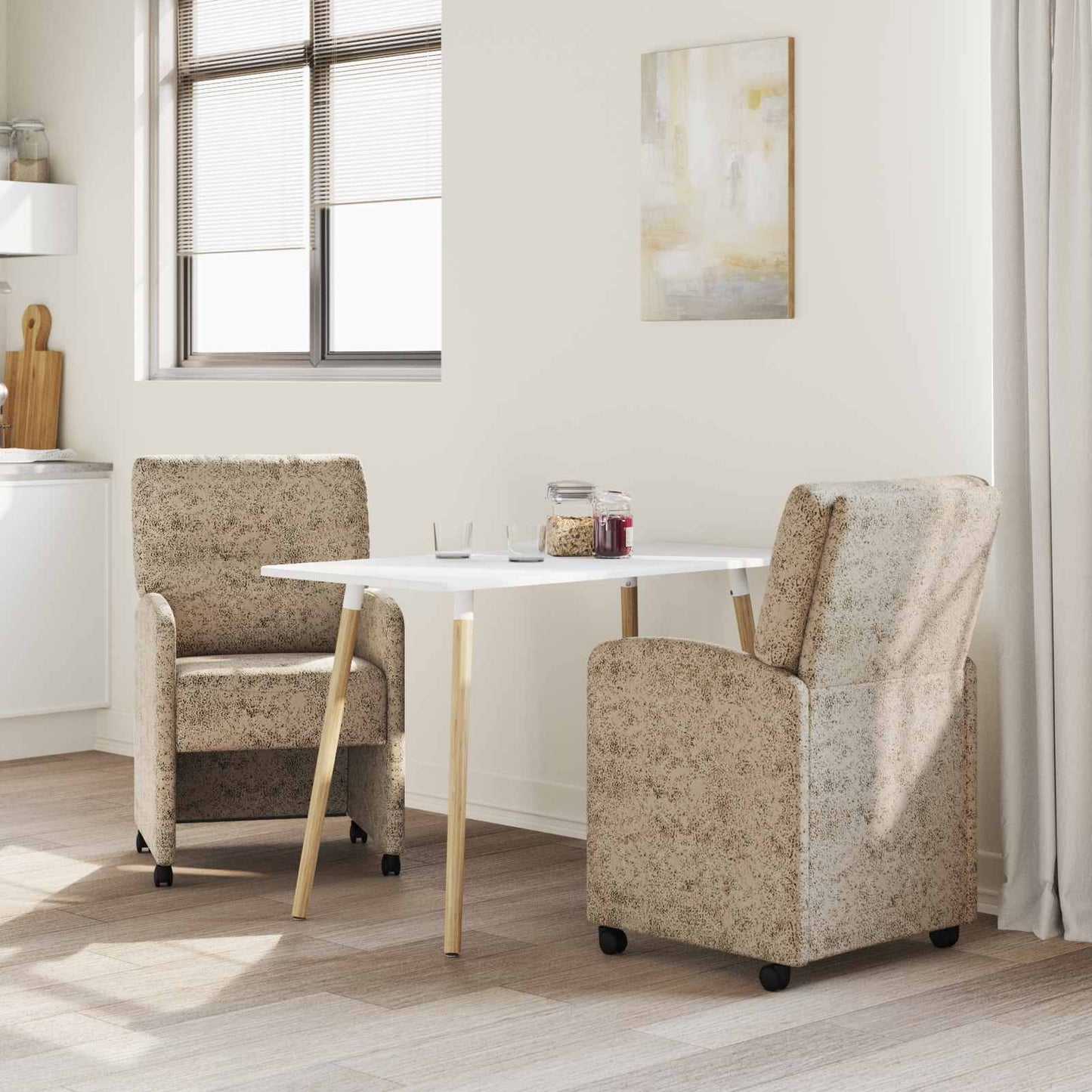 Sedie da Pranzo con Ruote 2 pcs Grigio chiaro 57 x 67 x 95 cm