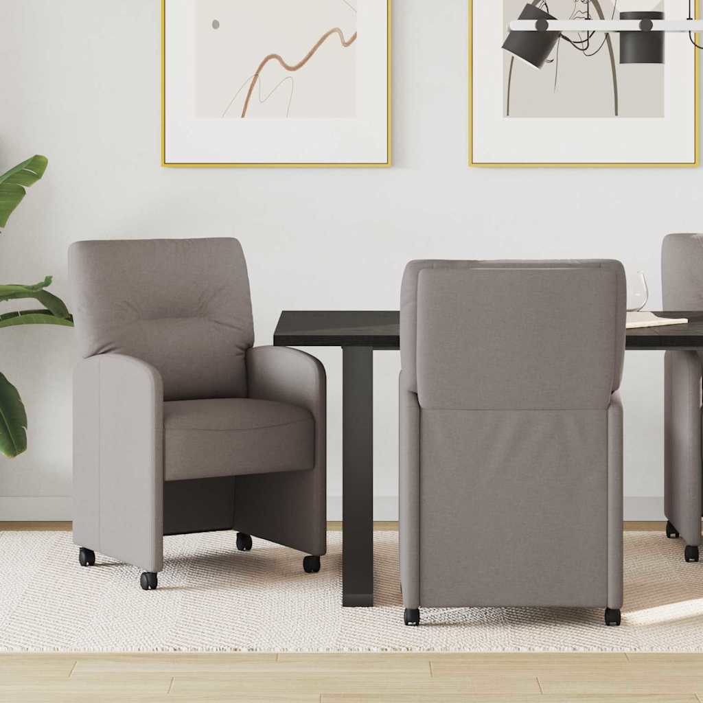 Sedie da Pranzo con Ruote 2 pcs Talpa 57 x 67 x 95 cm Tessuto