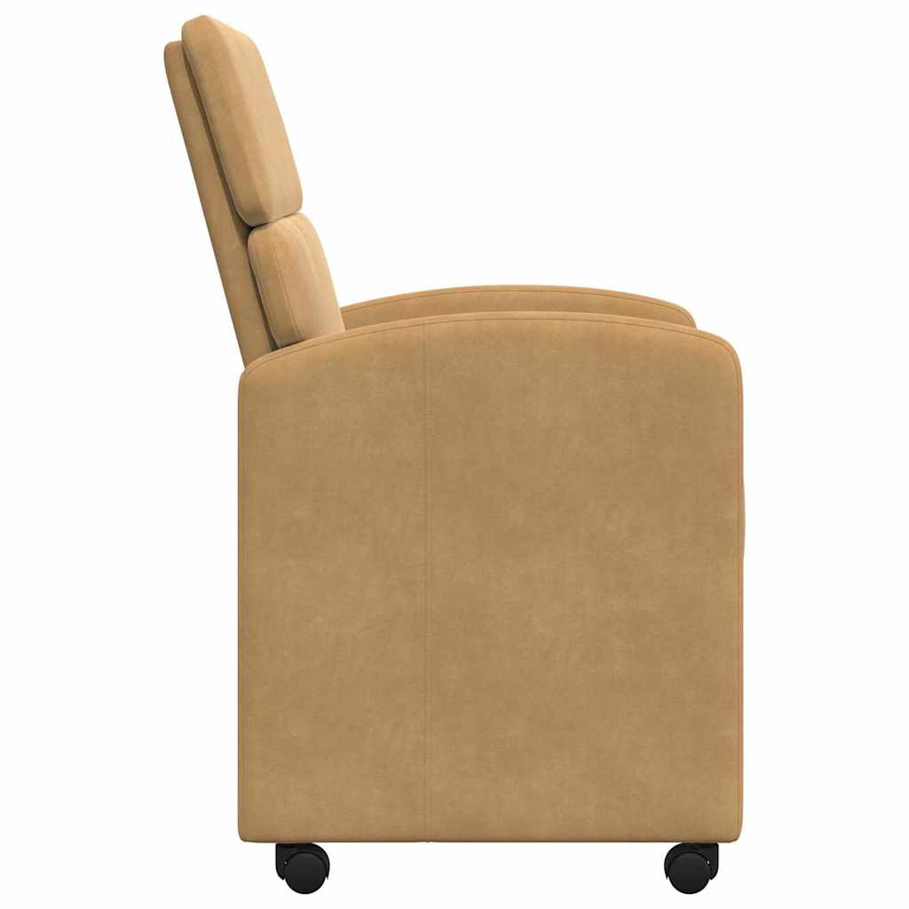 Sedie da Pranzo con Ruote 2 pcs Marrone 58 x 65 x 98 cm Velluto