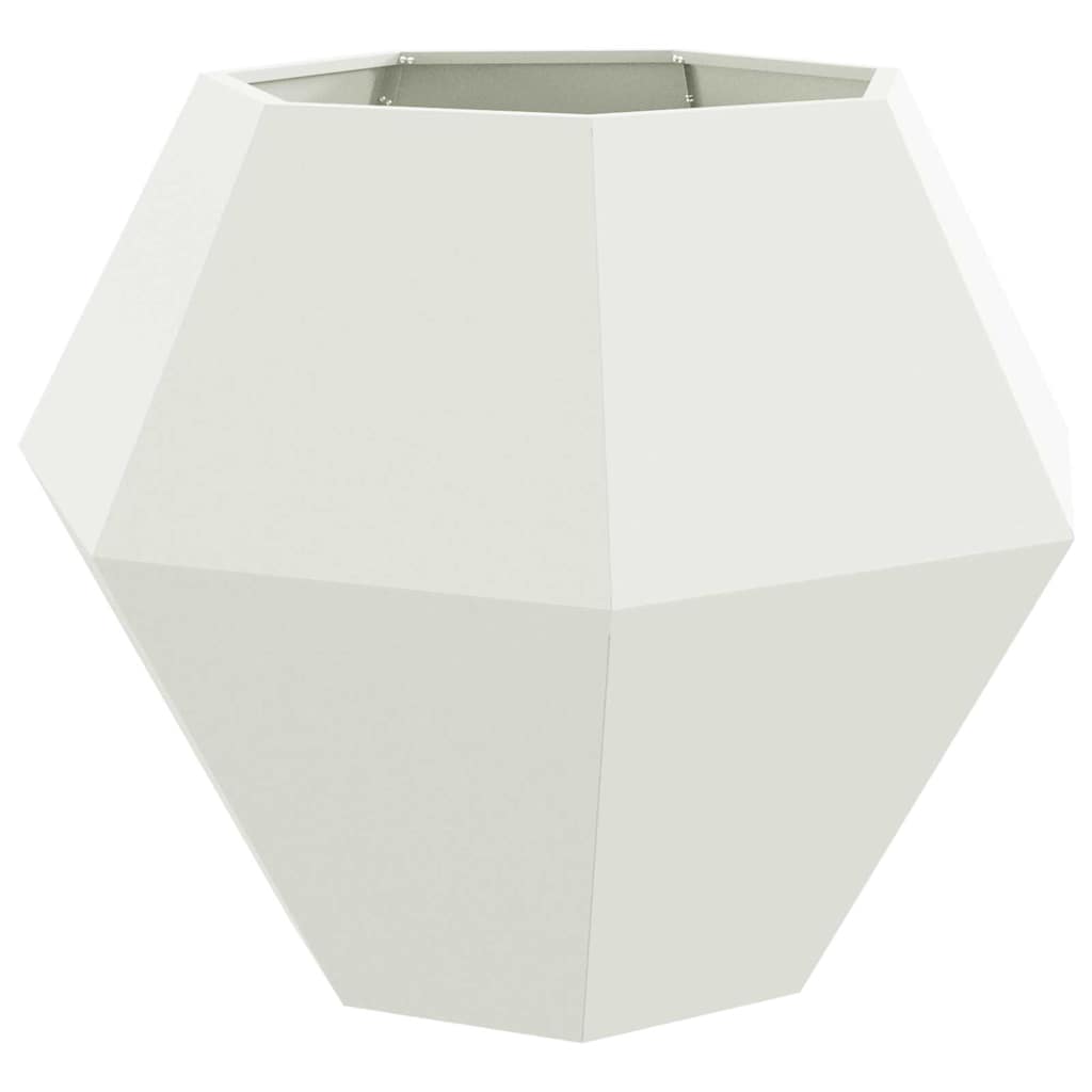 Fioriera 2 pcs Bianco 100 x 100 x 80 cm Acciaio