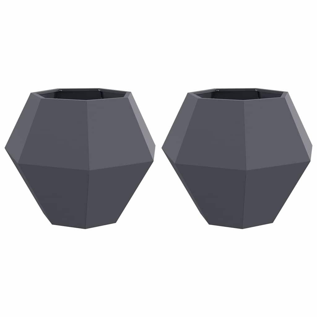 Fioriera 2 pcs Antracite 75 x 75 x 60 cm Acciaio