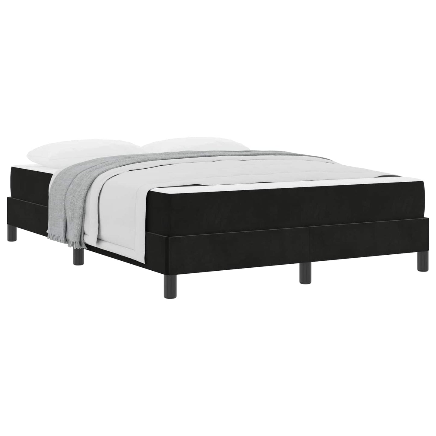 Letto a molle con materasso Nero 160 x 210 cm Tessuto