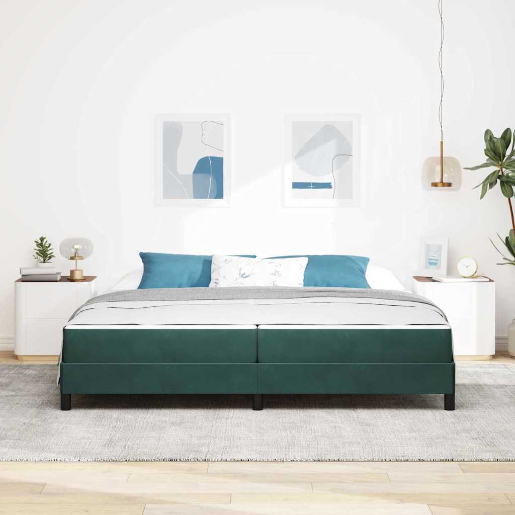 Letto a molle con materasso Verde Scuro 200 x 220 cm Tessuto