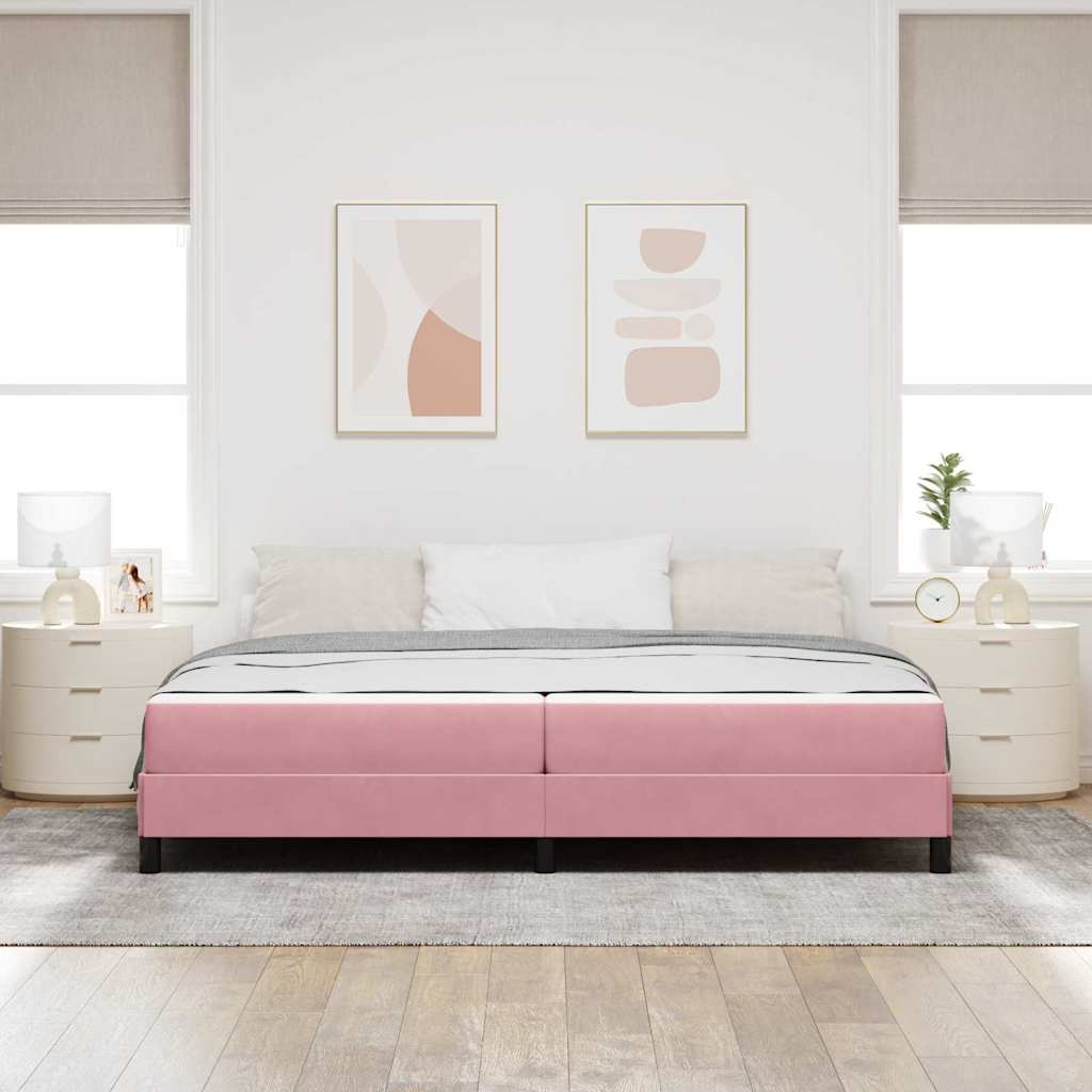 Letto a molle con materasso Rosa 200 x 220 cm Tessuto
