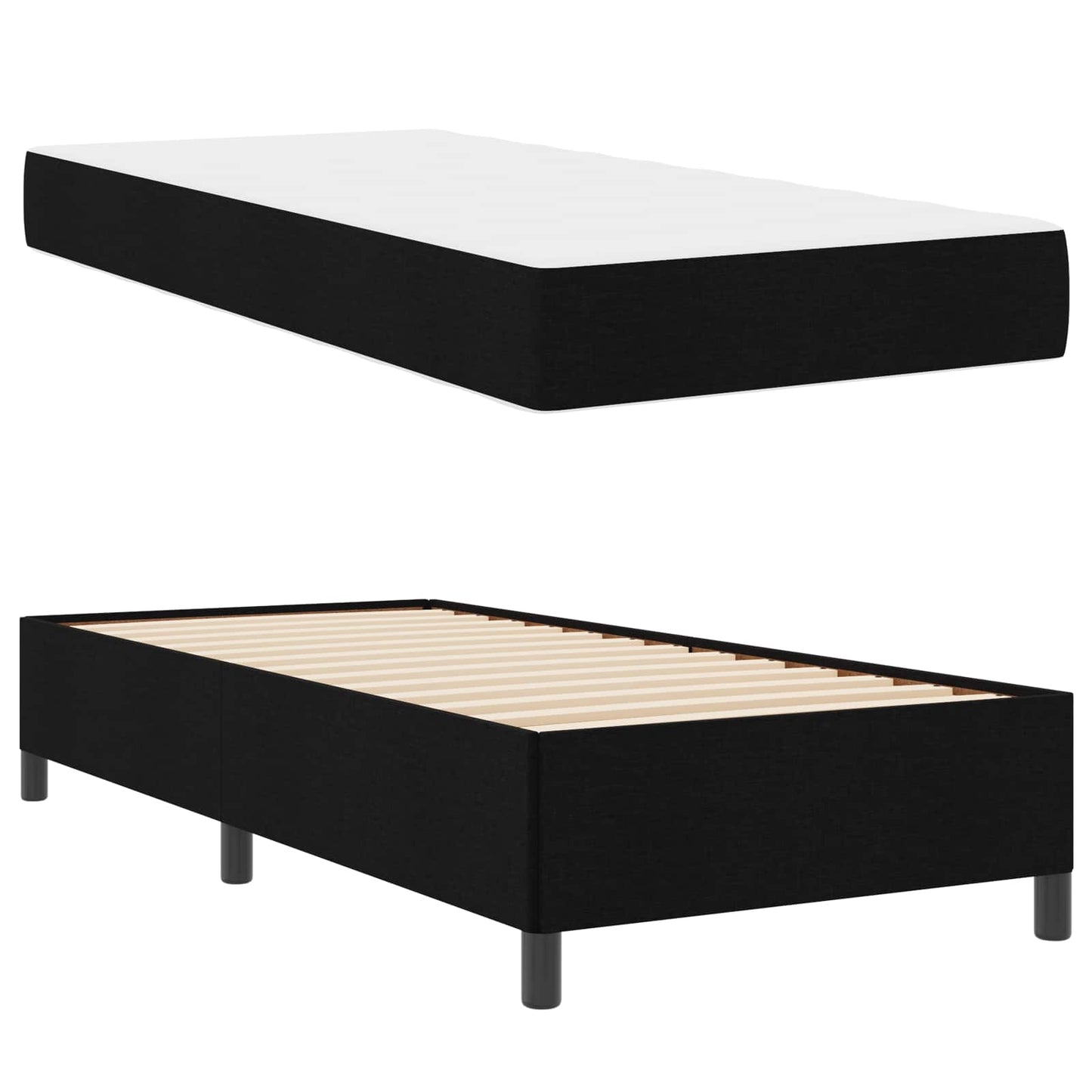 Letto a molle Nero 80 x 200 cm Tessuto